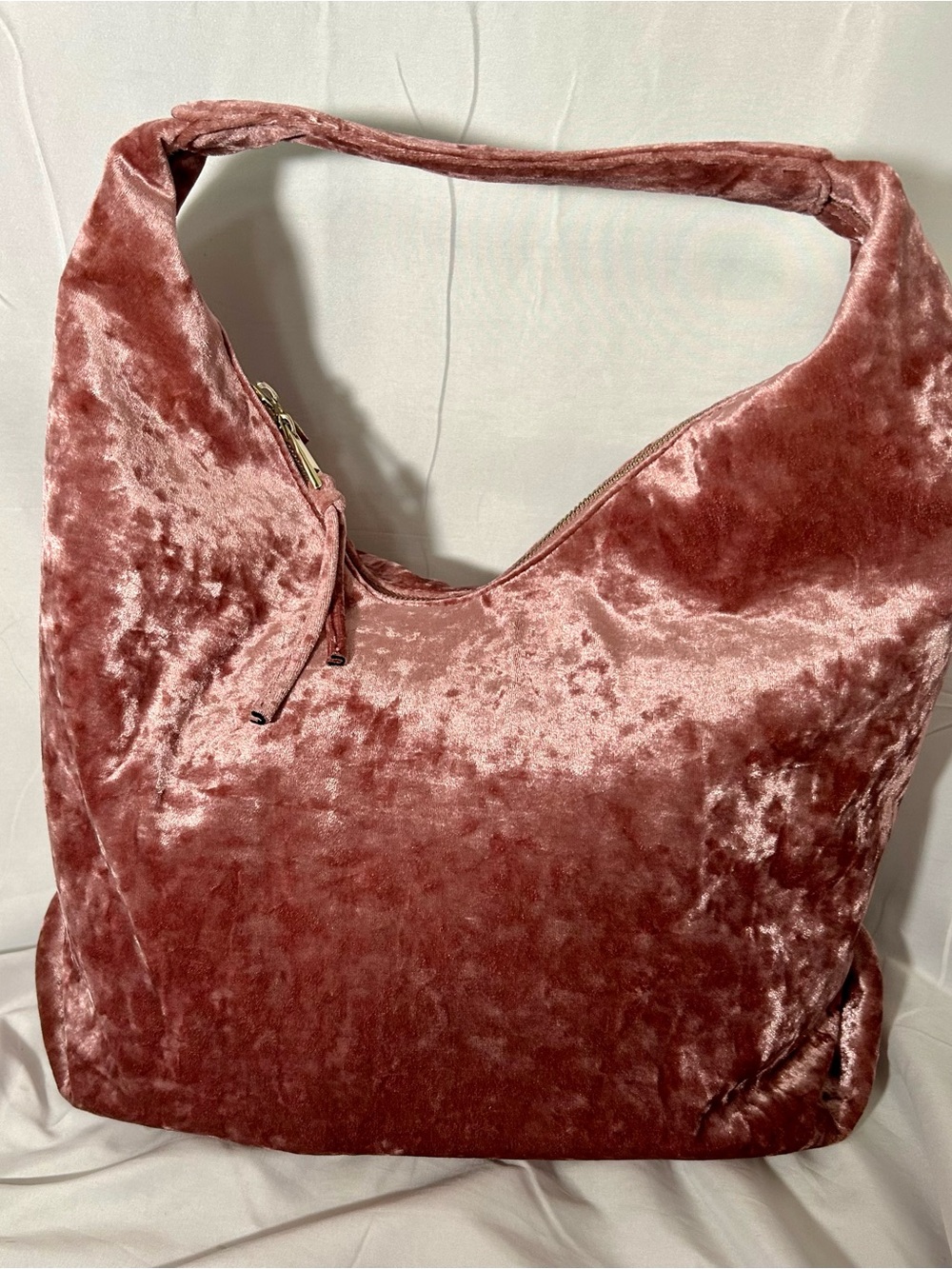 Tabitha Webb Pink Crushed Velvet Hobo Bag Oversized Slouchy Shoulder Boho Y2K